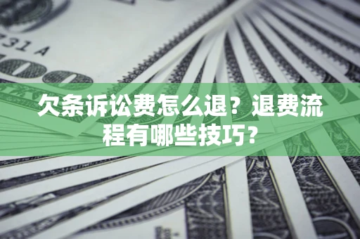 武汉欠条诉讼费怎么退？退费流程有哪些技巧？